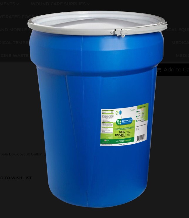 Global Medicine Waste Disposal Safe Low Cost 30 Gallon Drum