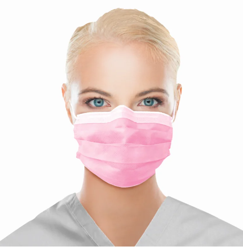 Dukal Corporation FluidBloq Mask, Level 3, Ear-Loop, Pink, 20 bx/cs