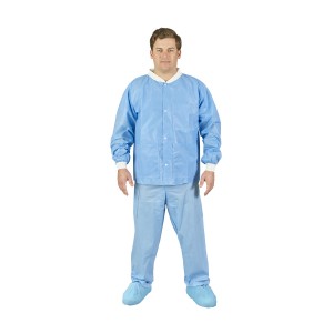 O&M Halyard Protective Lab Jacket, Medium Weight, SMS, X-Large, Blue