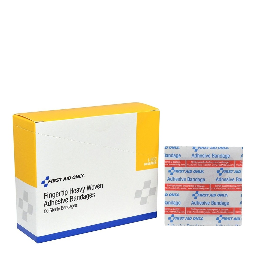 First Aid Only Heavy Woven Fabric Fingertip Adhesive Bandage, 50/Box