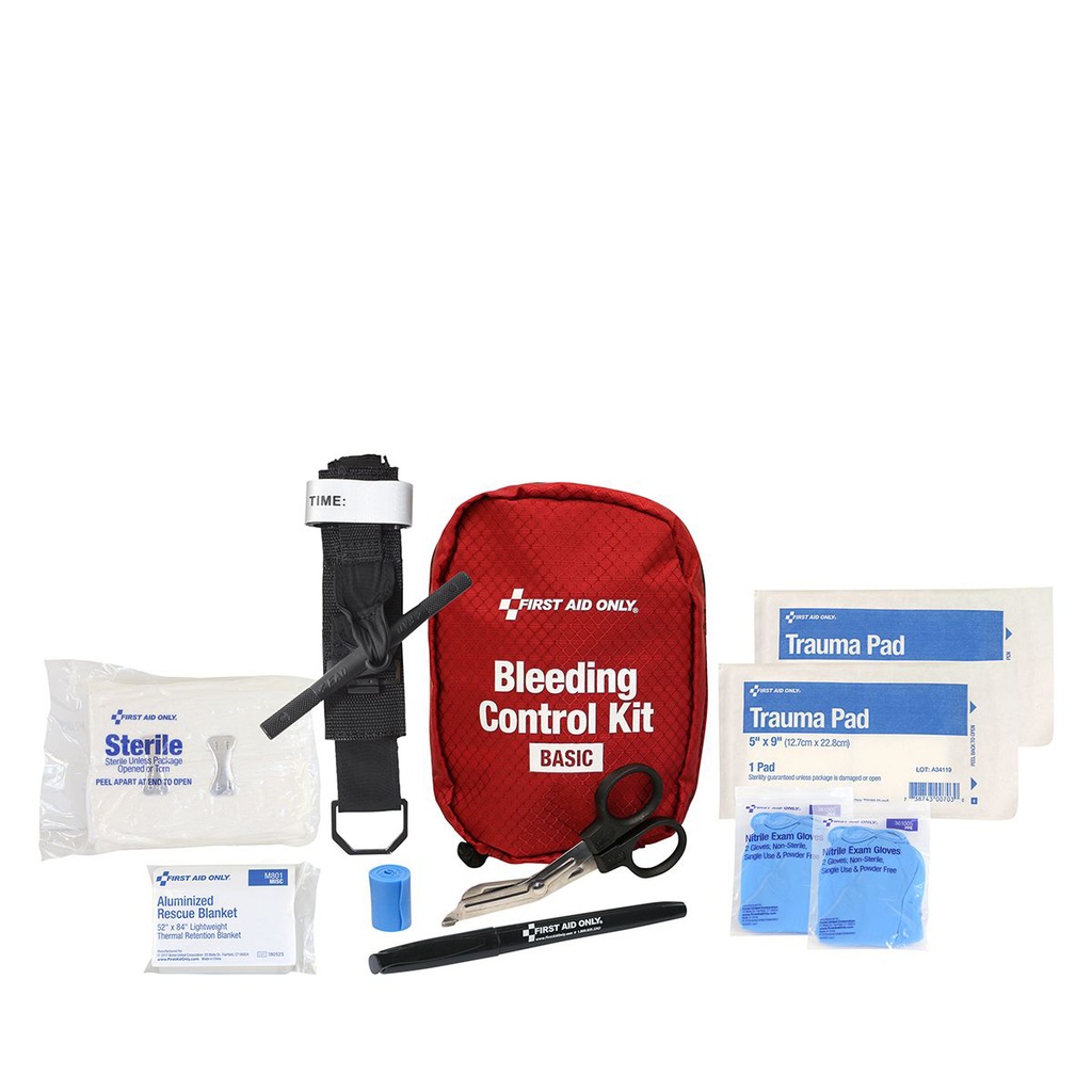 First Aid Only Basic Pro Bleeding Control Kit with Fabric Zippered Pouch