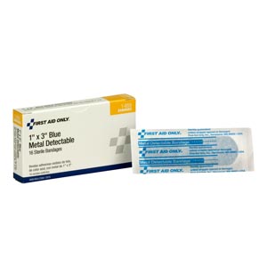 Hygenic/Theraband Fabric Bandages, Blue Metal Detectable, 1"x3", 16/bx