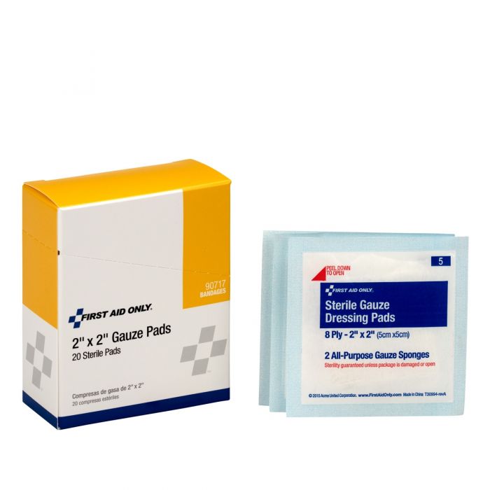 First Aid Only 2 inch x 2 inch Sterile Gauze Pad, 20/Box