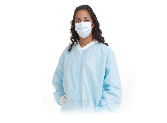 AMD-Medicom Lab Coat, White, Knit Cuff & Collar, No Pockets, 12 X-Large