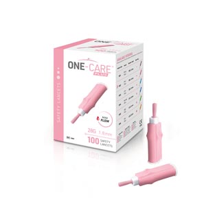 MediVena Safety Lancet, 28G x 1.8mm, Mini Flow, Contact Activated, Pink