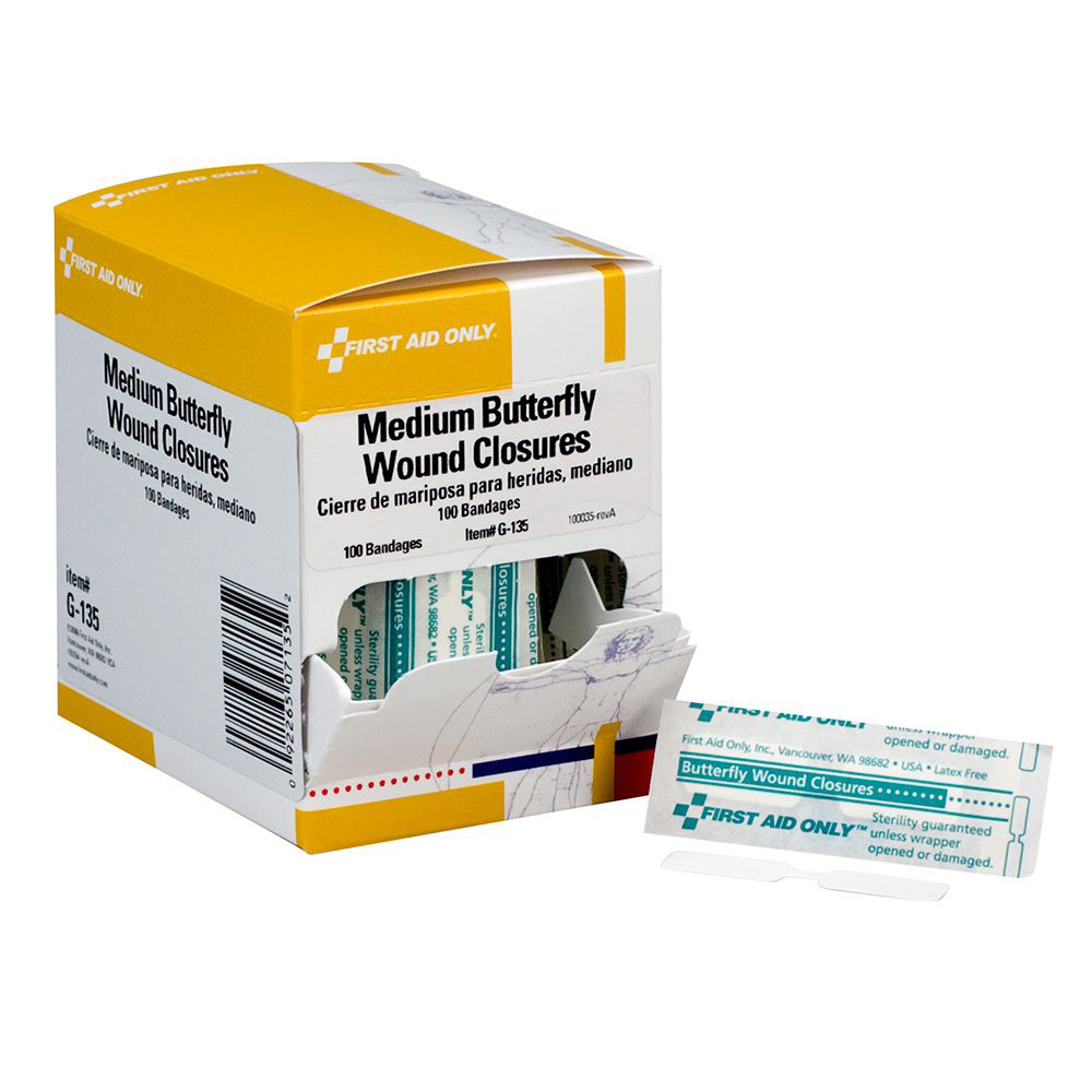 First Aid Only Medium Butterfly Wound Closure, 100/Box