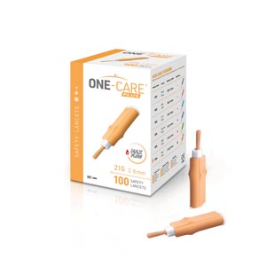 MediVena Safety Lancet, 21G x 2.8mm, Max Flow, Contact Activated, Orange