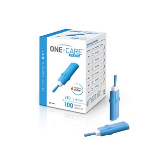 MediVena Safety Lancet, 21G x 1.8mm, Normal Flow, Contact Activated, Blue