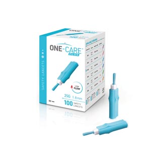 MediVena Safety Lancet, 25G x 1.8mm, Low Flow, Contact Activated, Sky Blue