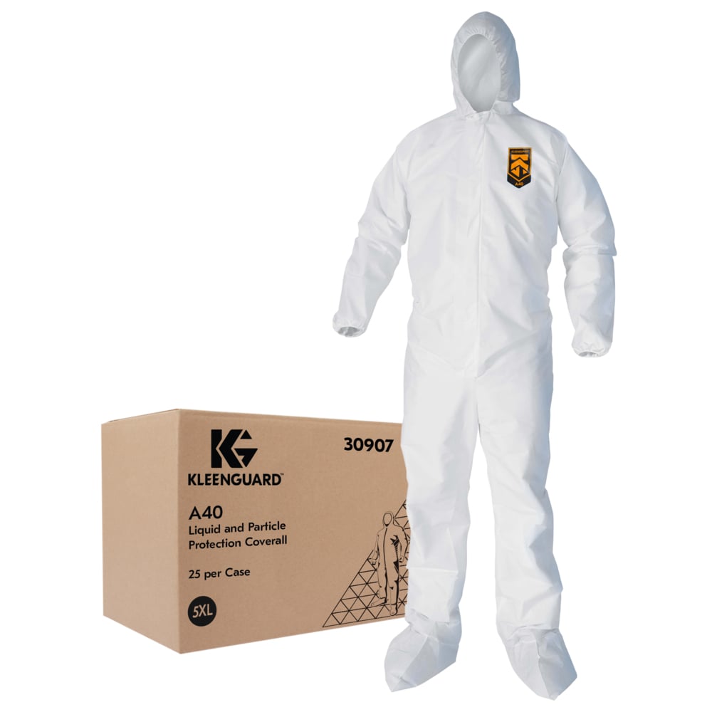Kimberly-Clark Professional Coverall, Hooded & Booted, 5X-Large, Zip Front