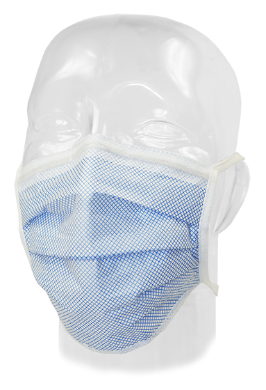 Aspen Surgical Mask, Surgical, FluidGard®, w/Stretch Knit Ties, Blue Diamond
