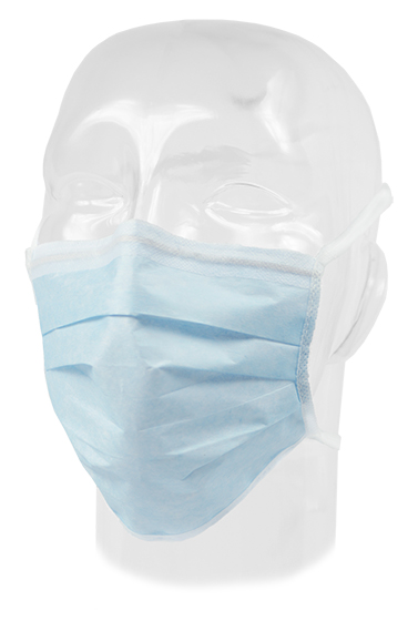 Mask, Surgical, Comfort-Plus, w/ Stretch Knit Ties, Blue ASTM Level 1, Non-Sterile, 50/bx, 5 bx/cs