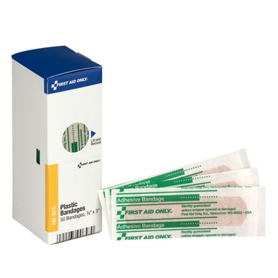 First Aid Only SmartCompliance 3/4 inch x 3 inch Adhesive Plastic Bandage, 50/Box
