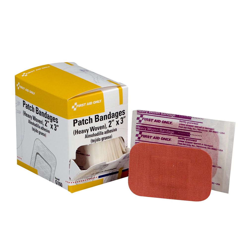 First Aid Only 2 inch x 3 inch Patch Heavy Woven Fabric Bandage, 25/Box