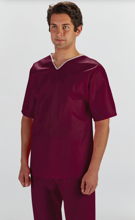 Graham Medical Graham Medical® Patient Scrub Shirt V-Neck, Nonwoven, Maroon, 3XL