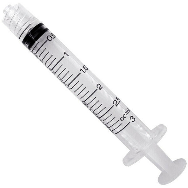 Exel Corporation Syringe, Luer Lock, 3cc, Low Dead Space Plunger, with Cap, Amber