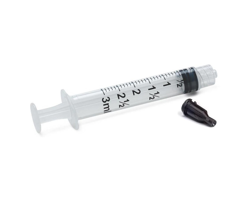 Exel Corporation Syringe, Luer Slip, 3cc, Low Dead Space Plunger, with Cap, Amber