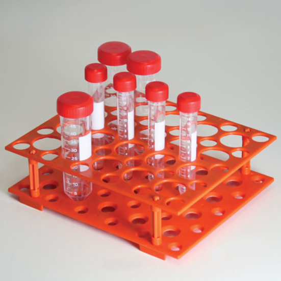 Globe Scientific, Inc. Rack, for 15mL and 50mL Centrifuge Tubes, ABS, Orange, 5/pk
