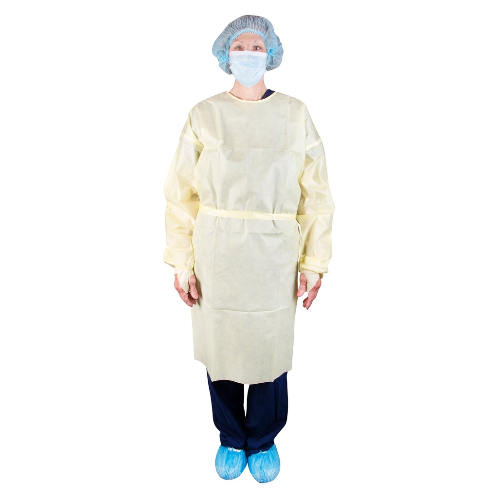 Dukal Corporation Isolation Gown, AAMI Level 1, Universal, Yellow, 10/bg, 10 bg/cs