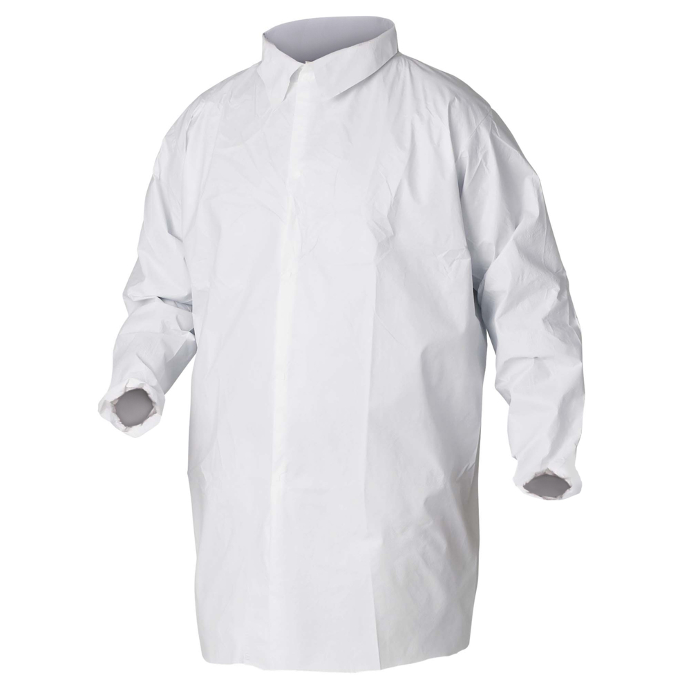 Kimberly-Clark Professional Lab Coat, Elastic Wrists with No Pockets, Large, White