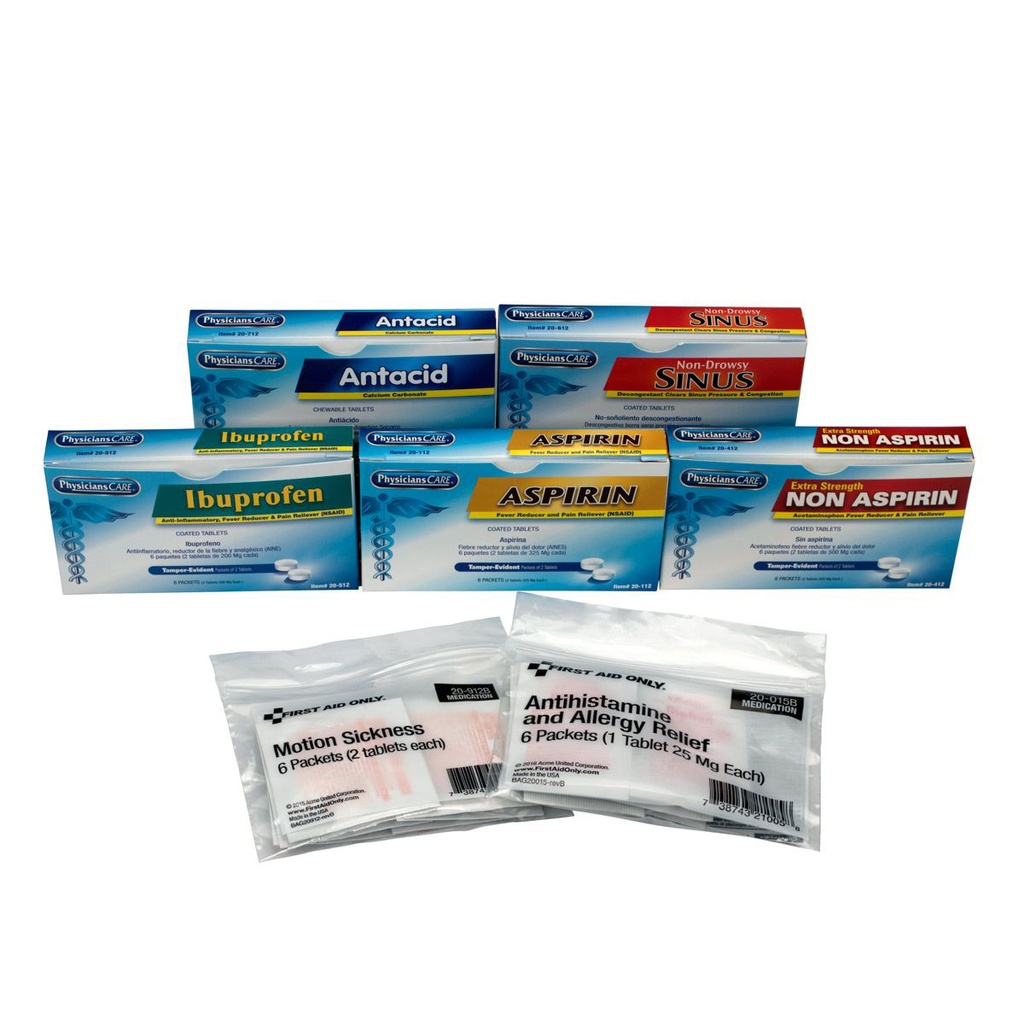 First Aid Only 72 Piece Necessary Medications First Aid Triage Kit with Plastic Bag
