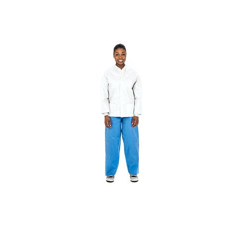 Cardinal Health Lab Jacket, SMS, Knit Collar, Knit Cuffs, Snap Front, Medium, White