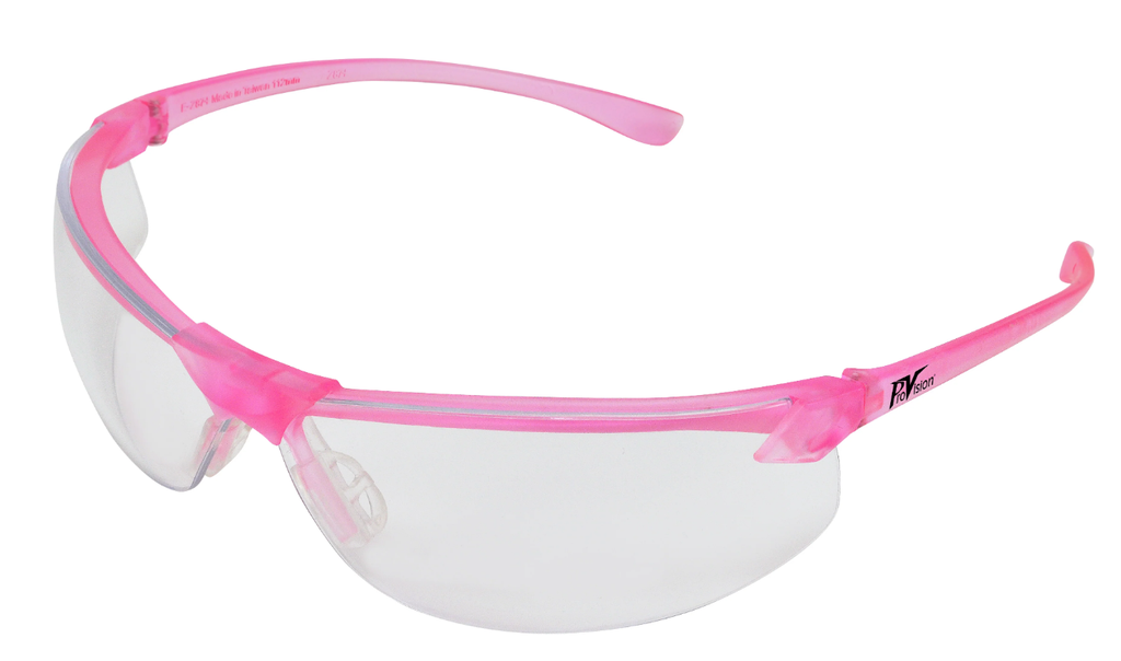 Palmero Wraparound Safety Glasses, Pink Frame/Clear Lens, Small/Narrow & Medium Fit