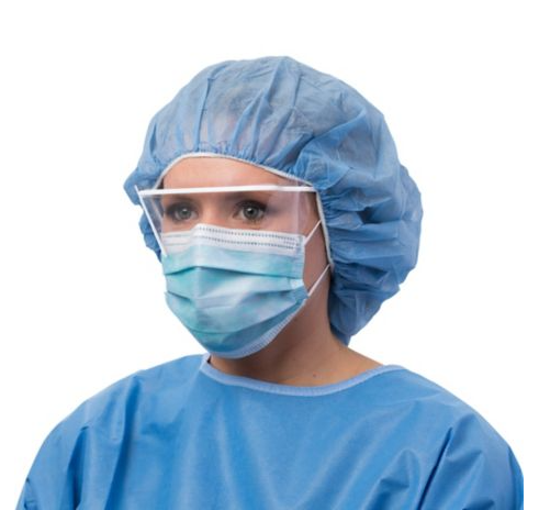 Cardinal Health Procedute Mask, Pleated, Earloop, Foam Anti-Fog, Mediterranean Blue