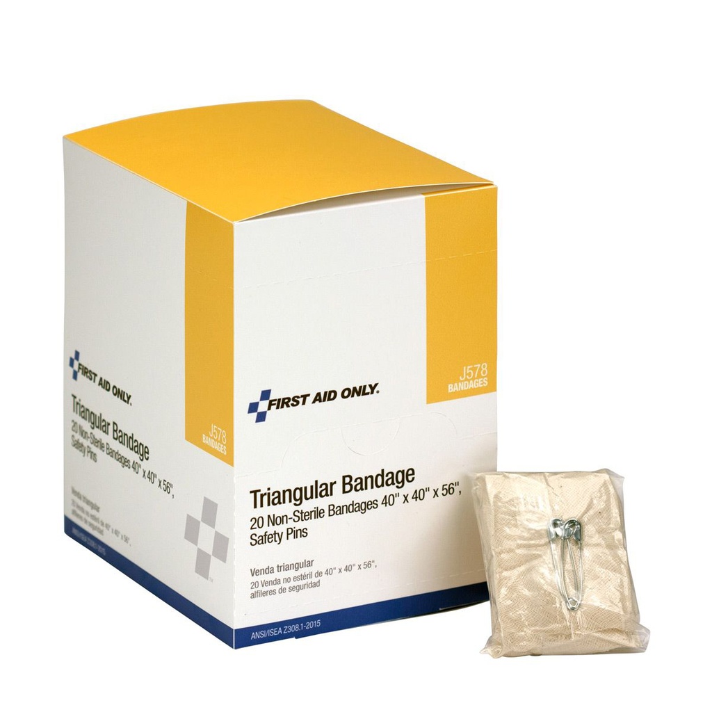 First Aid Only 40 inch x 40 inch x 56 inch Muslin Triangular Bandage, 20/Box
