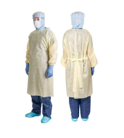 Aspen Surgical Gown, SMS, AAMI Level 2, Over the Head Gown, w/ Knit Cuff, Yellow, XL