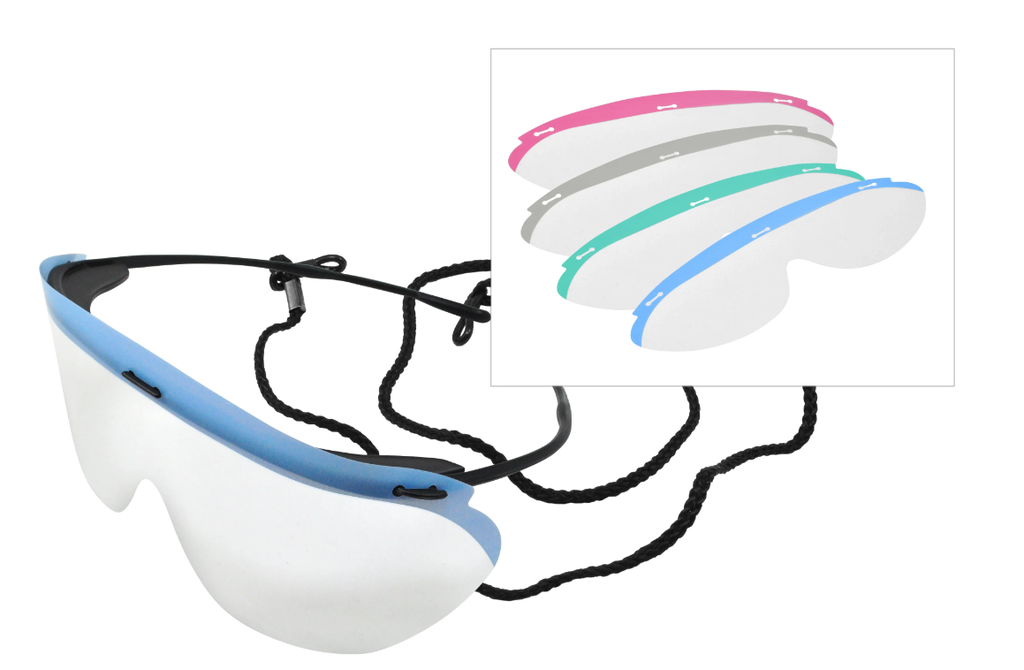 Palmero Safety Glasses, Value Pack (25 Black Frames, 100 Clear Lenses & 5 Neck Cords)