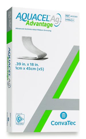 Convatec Ag Advantage, Enhanced Hydrofiber with Silver, Non-Adhesive, .39" x 18", 5/bx