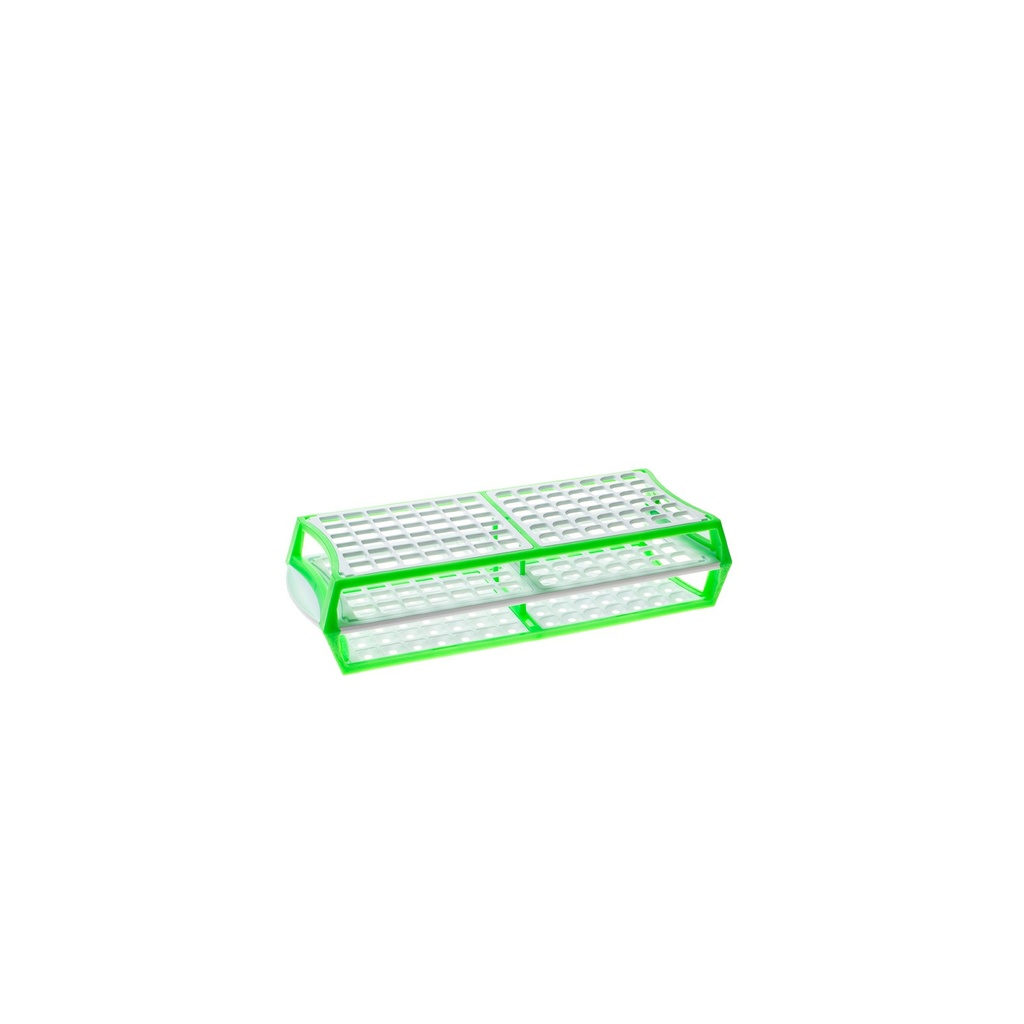 Simport Scientific Test Tube Rack, 11.5" x 4.5" x 2.5", (84) 13mm Tube Capacity, Green