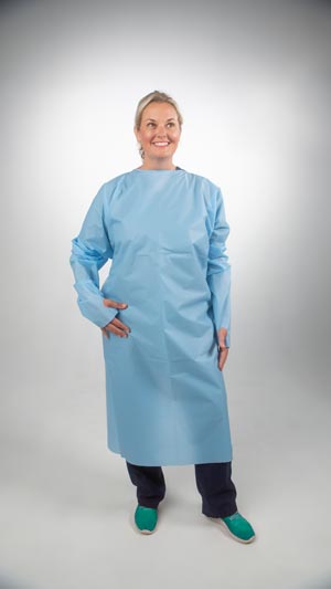 TIDI Products, LLC Protective Gown, 80" x 45", Over-the-Head, Poly, AAMI Level 2, 75/cs
