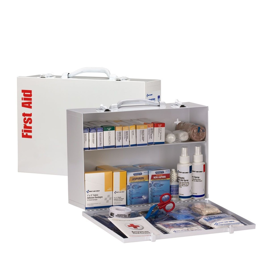 First Aid Only 2 Shelf ANSI Class A+ Metal First Aid Cabinet with Medications