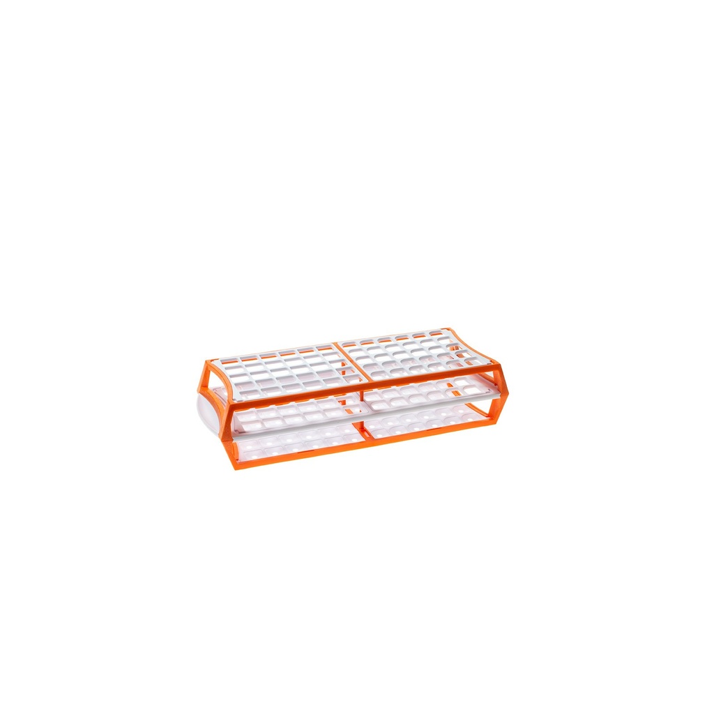 Simport Scientific Test Tube Rack, 11.5" x 4.5" x 2.5", (60) 16mm Tube Capacity, Orange