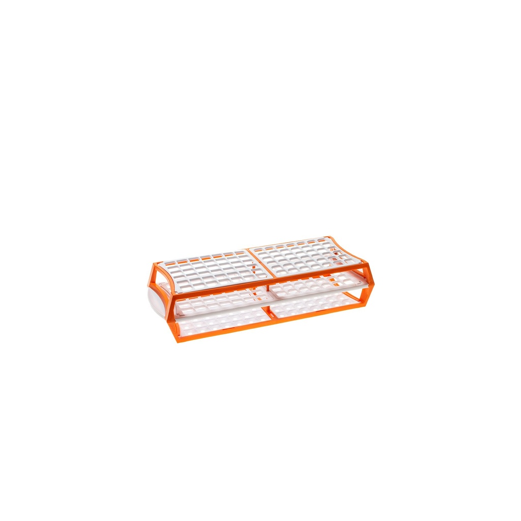 Simport Scientific Test Tube Rack, 11.5" x 4.5" x 2.5", (84) 13mm Tube Capacity, Orange