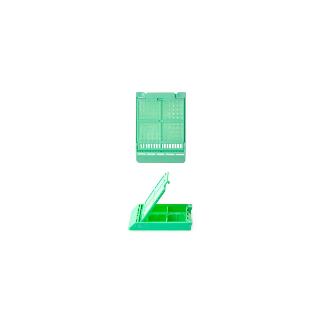 Simport Scientific Micromesh™ Biopsy Cassette, 4-Compartments, 45° Angle, Acetal, Green