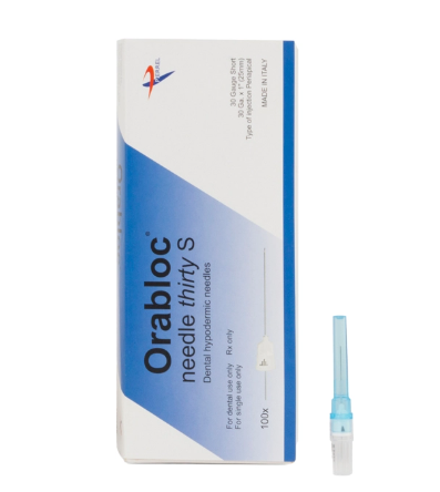 Pierrel Pharma SRL Plastic Hub Dental Needle, 30G Short (0.30mm diam., 25mm long), Blue