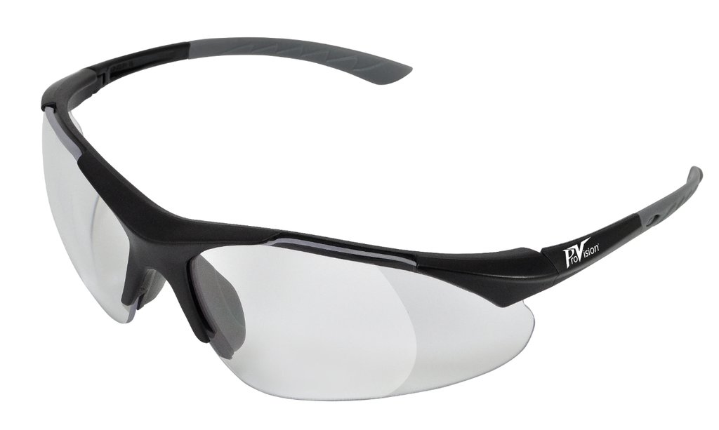 Palmero Safety Glasses, Black Frame/Clear Magnifying Lens, +2.5 Diopter, Universal Size