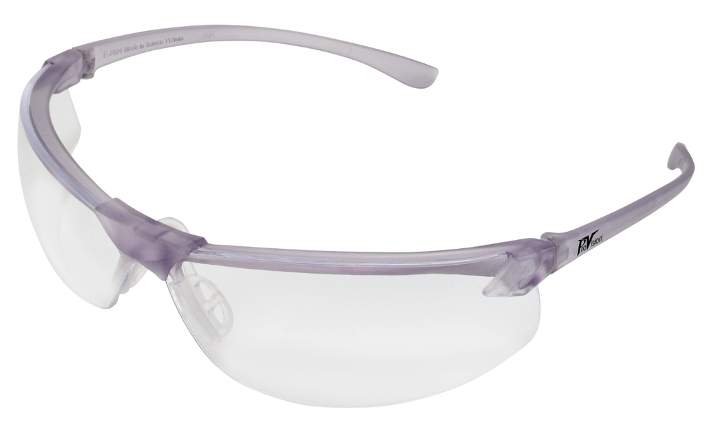 Palmero Wraparound Safety Glasses, Lavender Frame/Clear Lens, Small/Narrow & Medium Fit