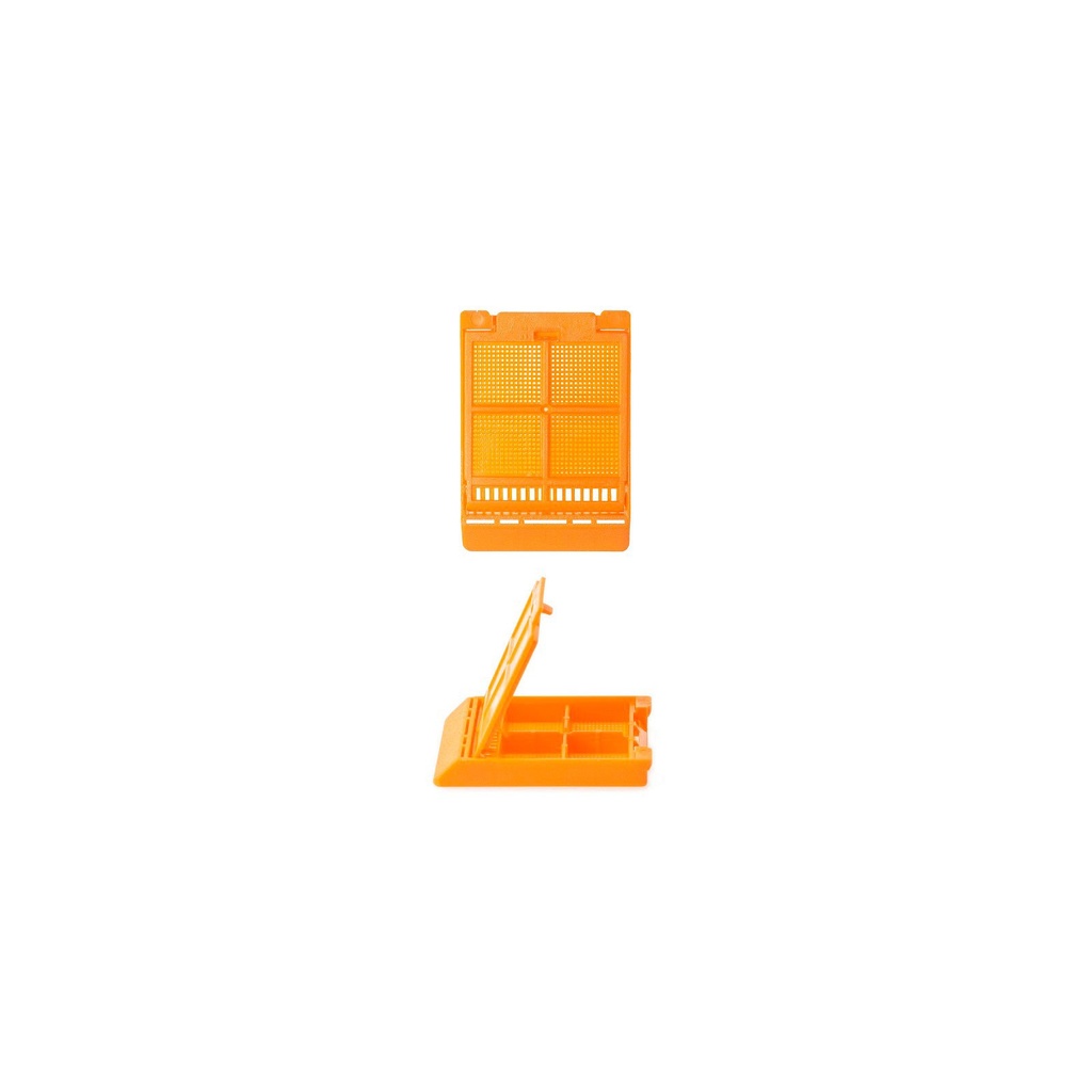 Simport Scientific Micromesh™ Biopsy Cassette, 4-Compartments, 45° Angle, Acetal, Orange