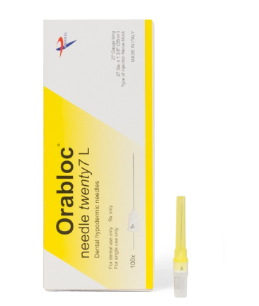 Pierrel Pharma SRL Plastic Hub Dental Needle, 27G Long (0.40mm diam., 36mm long), Yellow