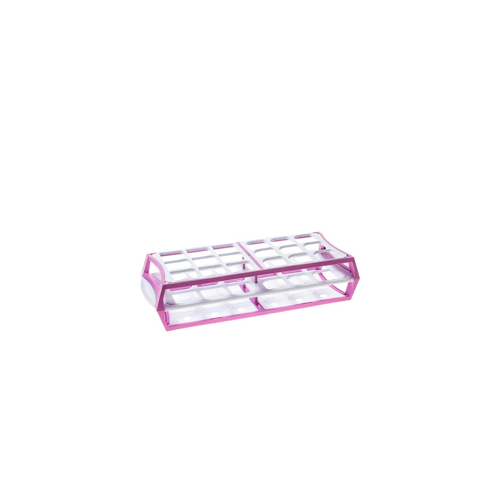 Simport Scientific Test Tube Rack, 11.5" x 4.5" x 2.5", (18) 25-30mm Tube Capacity, Lilac