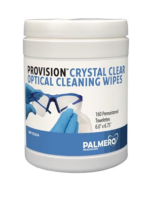 Palmero ProVision® Crystal Clear Optical Cleaning Wipes (6" x 6-3/4") 160ct/can, 12 can/cs