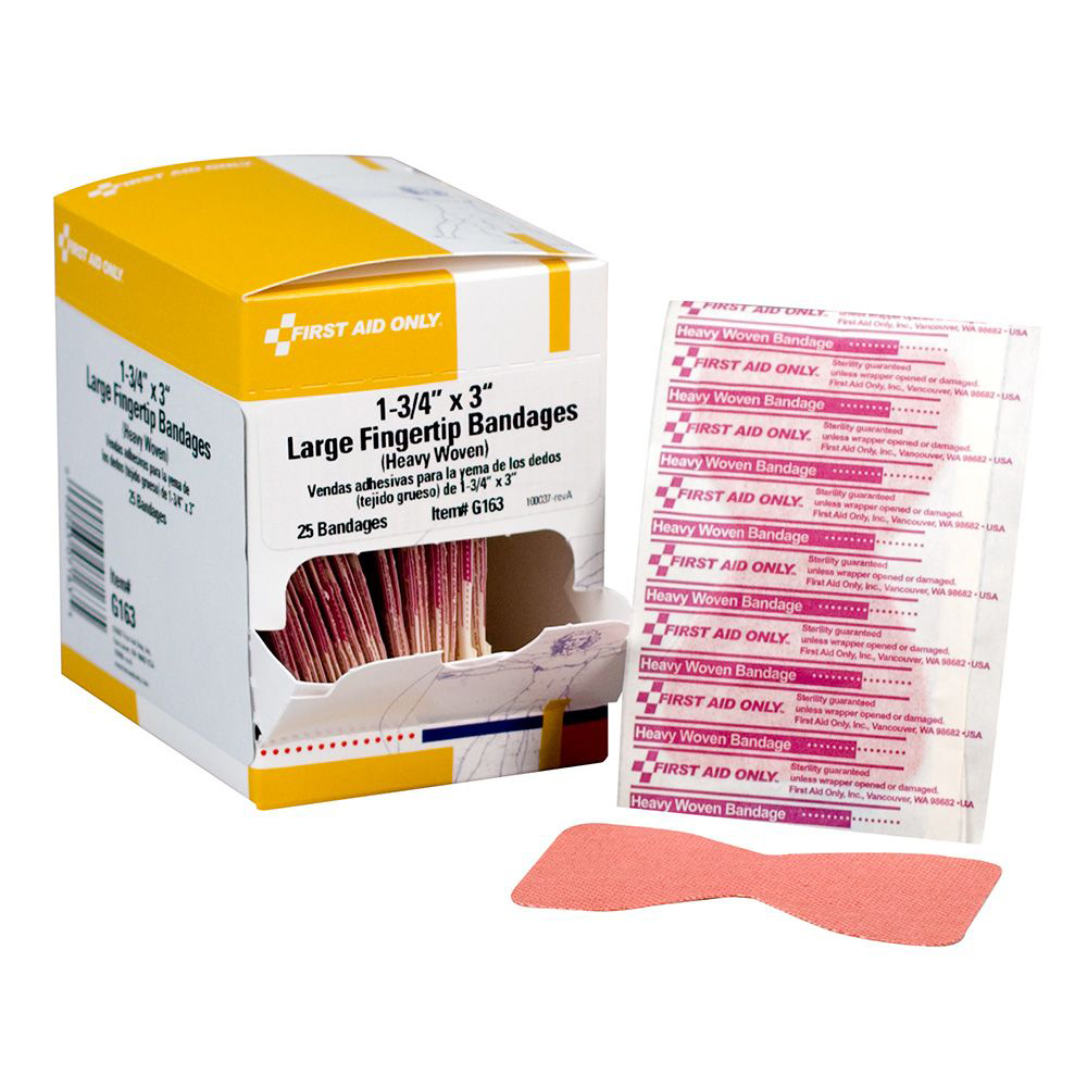First Aid Only Heavy Woven Extra Large Fingertip Bandage, 25/Box