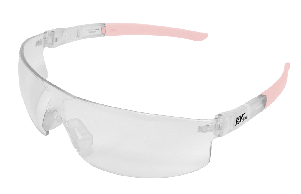 Palmero Wraparound Safety Glasses, Clear Frame/Rose Quartz Tips/Clear Lens, Universal Size