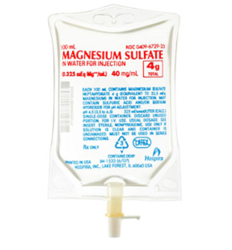 Pfizer, Inc. Magnesium Sulfate in Water for Injection, 40 mg/ml, 100ml Flexible Container