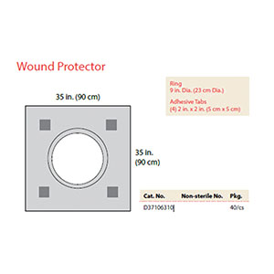 Cardinal Health Wound Protector, 35 x 35, 9 Dia Ring, Adhesive Tabs