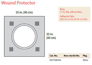 Cardinal Health Wound Protector, 35 x 35, 11 Dia Ring, Adhesive Tabs